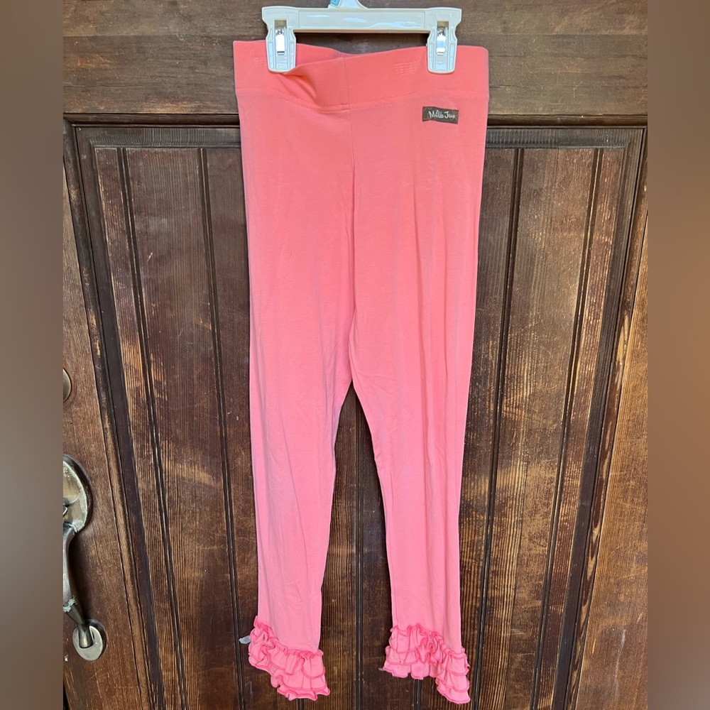 Matilda Jane Coral Pink Icings Ruffle Leggings, size 12